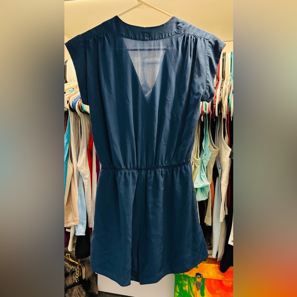 Babaton Corbett 100% Silk Romper in Moody Blue - Picture 3 of 4